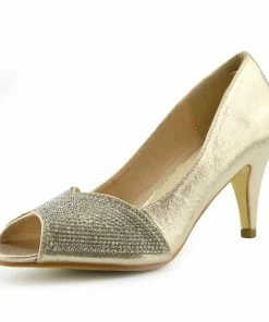 Kickfootwear Ladies Heels Classic Party Looks Open Toe Wedding Shoes - Gold