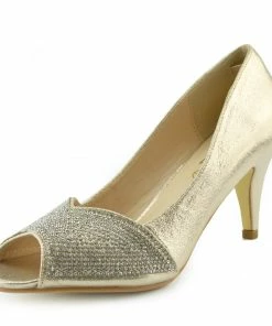 Kickfootwear Ladies Heels Classic Party Looks Open Toe Wedding Shoes - Gold