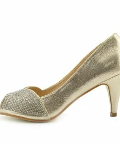 Kickfootwear Ladies Heels Classic Party Looks Open Toe Wedding Shoes - Gold