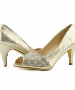 Kickfootwear Ladies Heels Classic Party Looks Open Toe Wedding Shoes - Gold