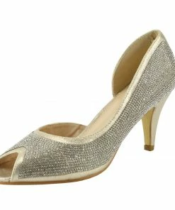 Kickfootwear WOMENS Ladies Heels Classic Party Looks Open Toe Wedding Shoes - Gold RAI21
