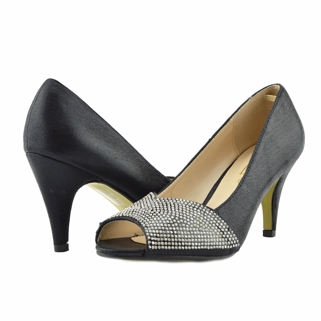 Kickfootwear Ladies Heels Classic Party Looks Open Toe Wedding Shoes - Black WOMENS 5 Kickfootwear Ladies Heels Classic Party Looks Open Toe Wedding Shoes - Black WOMENS