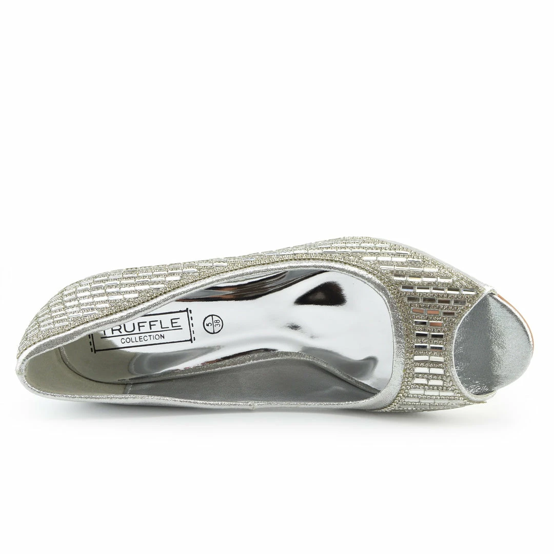 Kickfootwear WOMENS Ladies Heels Classic Party Looks Open Toe Wedding Shoes - Silver Crack 6 Kickfootwear WOMENS Ladies Heels Classic Party Looks Open Toe Wedding Shoes - Silver Crack