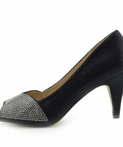Kickfootwear Ladies Heels Classic Party Looks Open Toe Wedding Shoes - Black WOMENS