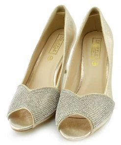 Kickfootwear Ladies Heels Classic Party Looks Open Toe Wedding Shoes - Gold