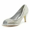Kickfootwear WOMENS Ladies Heels Classic Party Looks Open Toe Wedding Shoes - Silver Crack