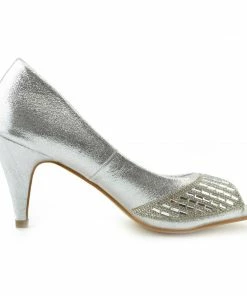 Kickfootwear WOMENS Ladies Heels Classic Party Looks Open Toe Wedding Shoes - Silver Crack 10 Kickfootwear WOMENS Ladies Heels Classic Party Looks Open Toe Wedding Shoes - Silver Crack