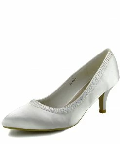 Kickfootwear Ladies Heels Wedding Satin Bridal Shoes - Ivory Satin