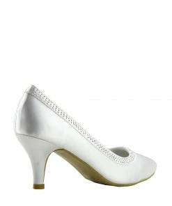 Kickfootwear Ladies Heels Wedding Satin Bridal Shoes - White Satin WOMENS