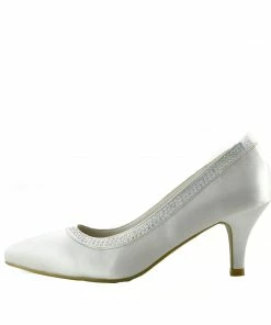 Kickfootwear Ladies Heels Wedding Satin Bridal Shoes - Ivory Satin