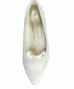 Kickfootwear Ladies Heels Wedding Satin Bridal Shoes - Ivory Satin