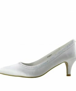 Kickfootwear Ladies Heels Wedding Satin Bridal Shoes - White Satin WOMENS