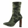 Kickfootwear WOMENS Block Heel Stretch Lycra Military Booties - Khaki