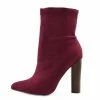 Kickfootwear Khloe High Sock Stretch Block Heel Boots - Burgundy
