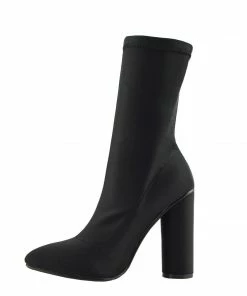 Kickfootwear WOMENS Khloe High Sock Stretch Block Heel Boots - Black
