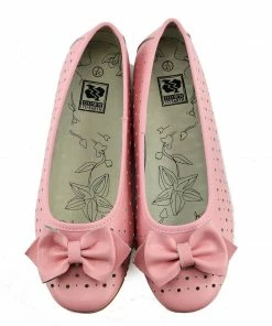 Kickfootwear WOMENS Arden Bow Detail Flat Ballet Slip On Leather Shoes - Pink 7 Kickfootwear WOMENS Arden Bow Detail Flat Ballet Slip On Leather Shoes - Pink