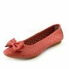 Kickfootwear WOMENS Arden Bow Detail Flat Ballet Slip On Leather Shoes - Coral