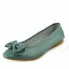 Kickfootwear Arden Bow Detail Flat Ballet Slip On Leather Shoes -Teal