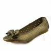 Kickfootwear Arden Bow Detail Flat Ballet Slip On Leather Shoes - Bronze WOMENS