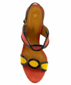Kickfootwear WOMENS Edie Retro Block Heel Sandals - Orange