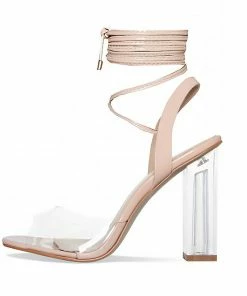 Kickfootwear Lace Up Perspex Party Heels - Nude WOMENS