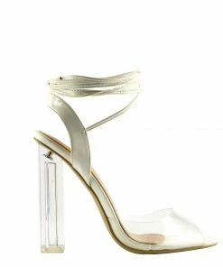 Kickfootwear Lace Up Perspex Party Heels - White WOMENS