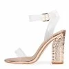 Kickfootwear Strappy Perspex Rose Gold Pattern Heels