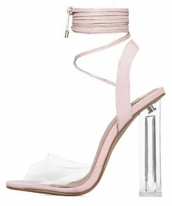 Kickfootwear Lace Up Perspex Party Heels - Pink