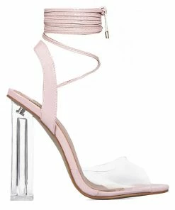 Kickfootwear Lace Up Perspex Party Heels - Pink