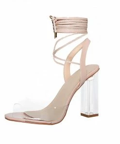 Kickfootwear Lace Up Perspex Party Heels - Nude WOMENS