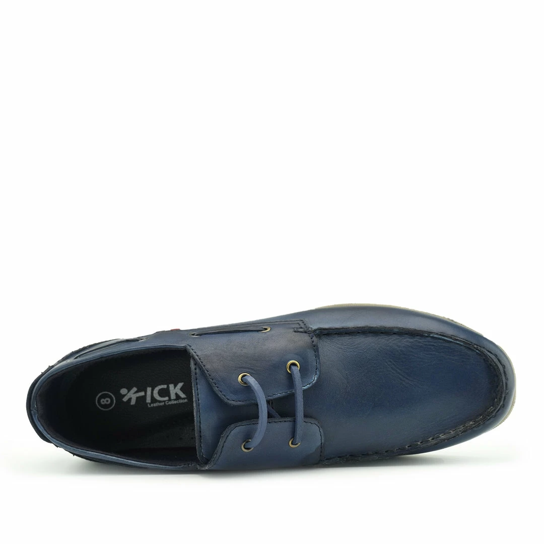 Kickfootwear MENS Mason Leather Classic 2 Eye Boat Shoes - Navy 3 Kickfootwear MENS Mason Leather Classic 2 Eye Boat Shoes - Navy