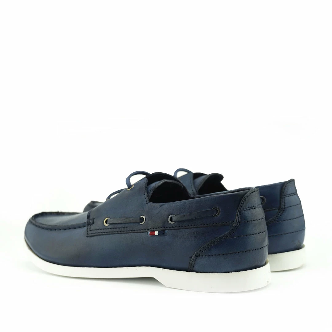 Kickfootwear MENS Mason Leather Classic 2 Eye Boat Shoes - Navy 4 Kickfootwear MENS Mason Leather Classic 2 Eye Boat Shoes - Navy