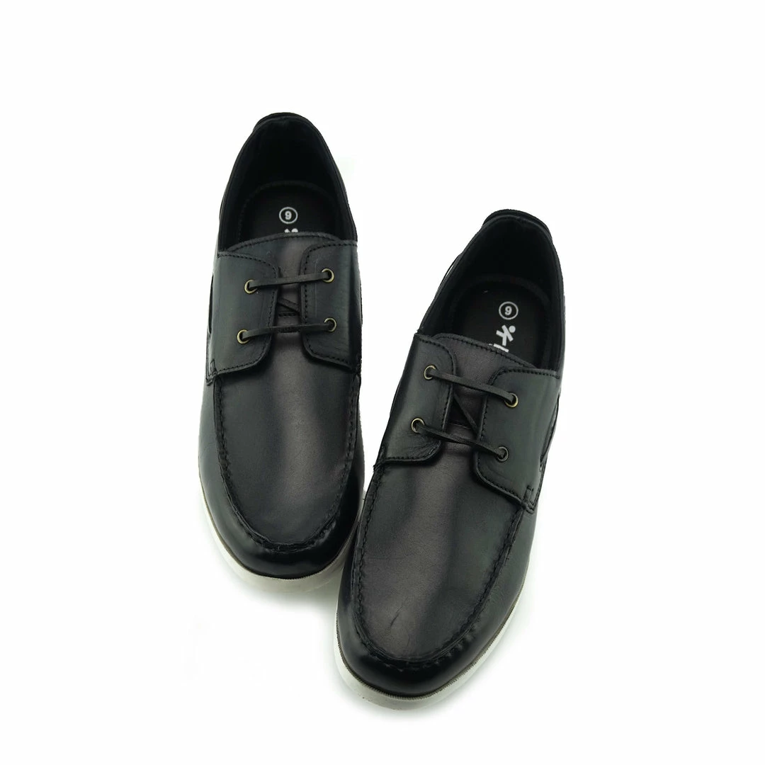 Kickfootwear Mason Leather Classic 2 Eye Boat Shoes - Black 4 Kickfootwear Mason Leather Classic 2 Eye Boat Shoes - Black