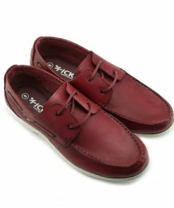 Kickfootwear Mason Leather Classic 2 Eye Boat Shoes - Red MENS