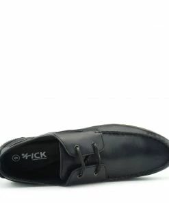 Kickfootwear Mason Leather Classic 2 Eye Boat Shoes - Black