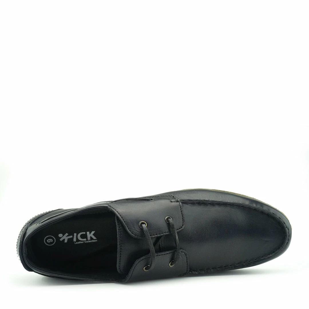 Kickfootwear Mason Leather Classic 2 Eye Boat Shoes - Black 2 Kickfootwear Mason Leather Classic 2 Eye Boat Shoes - Black