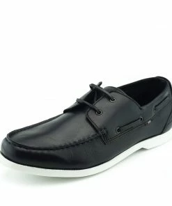 Kickfootwear Mason Leather Classic 2 Eye Boat Shoes - Black 7 Kickfootwear Mason Leather Classic 2 Eye Boat Shoes - Black