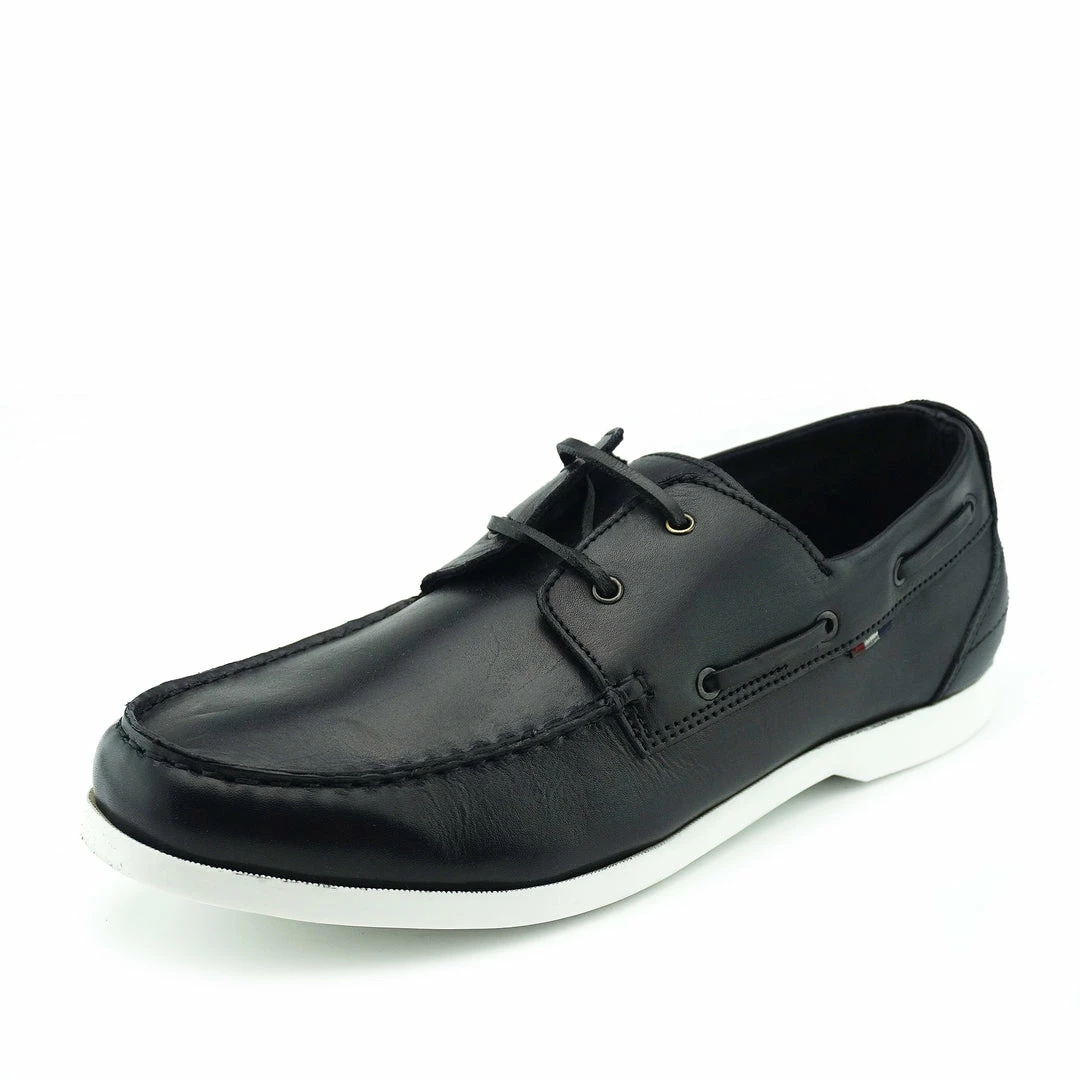Kickfootwear Mason Leather Classic 2 Eye Boat Shoes - Black 3 Kickfootwear Mason Leather Classic 2 Eye Boat Shoes - Black