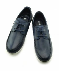 Kickfootwear MENS Mason Leather Classic 2 Eye Boat Shoes - Navy