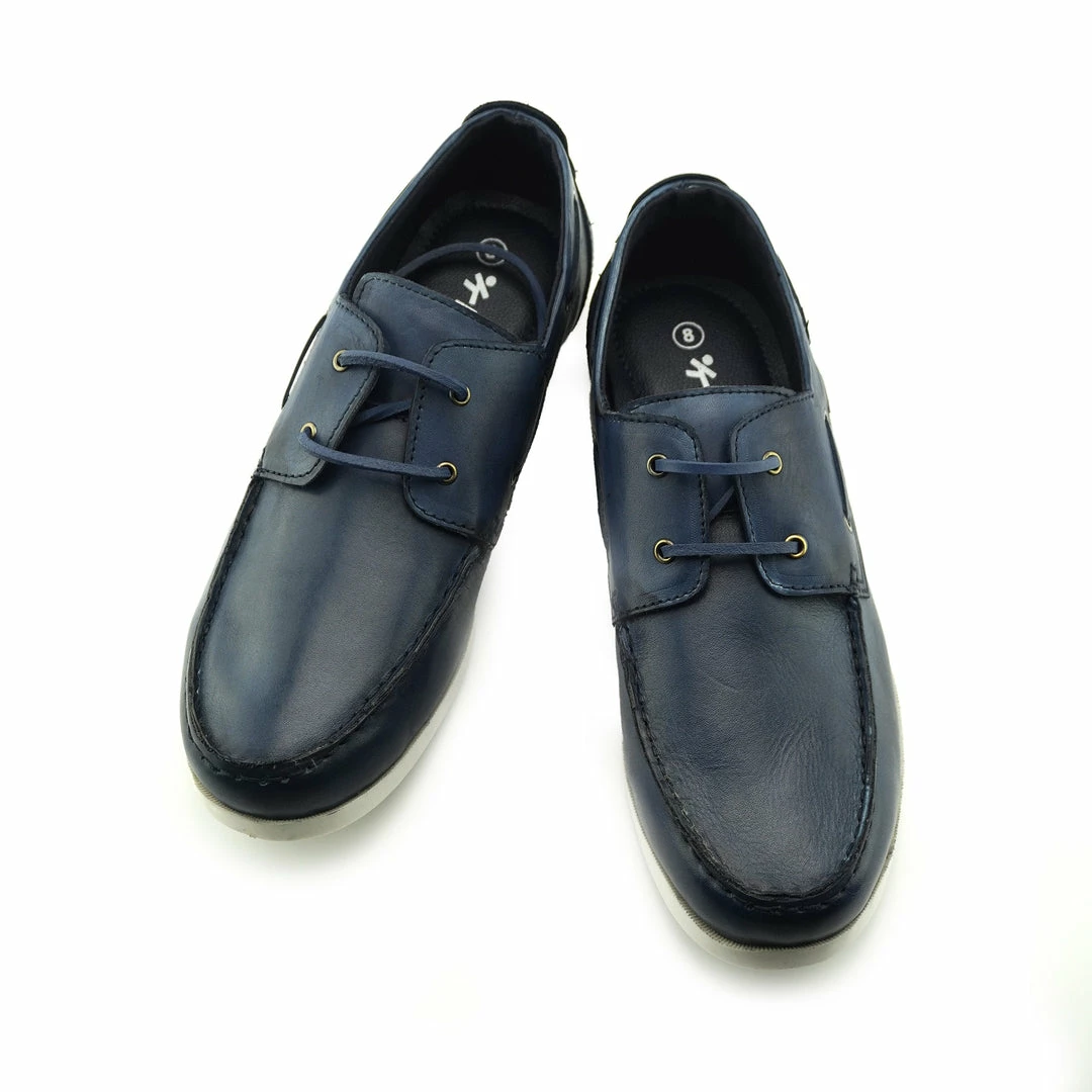 Kickfootwear MENS Mason Leather Classic 2 Eye Boat Shoes - Navy 2 Kickfootwear MENS Mason Leather Classic 2 Eye Boat Shoes - Navy