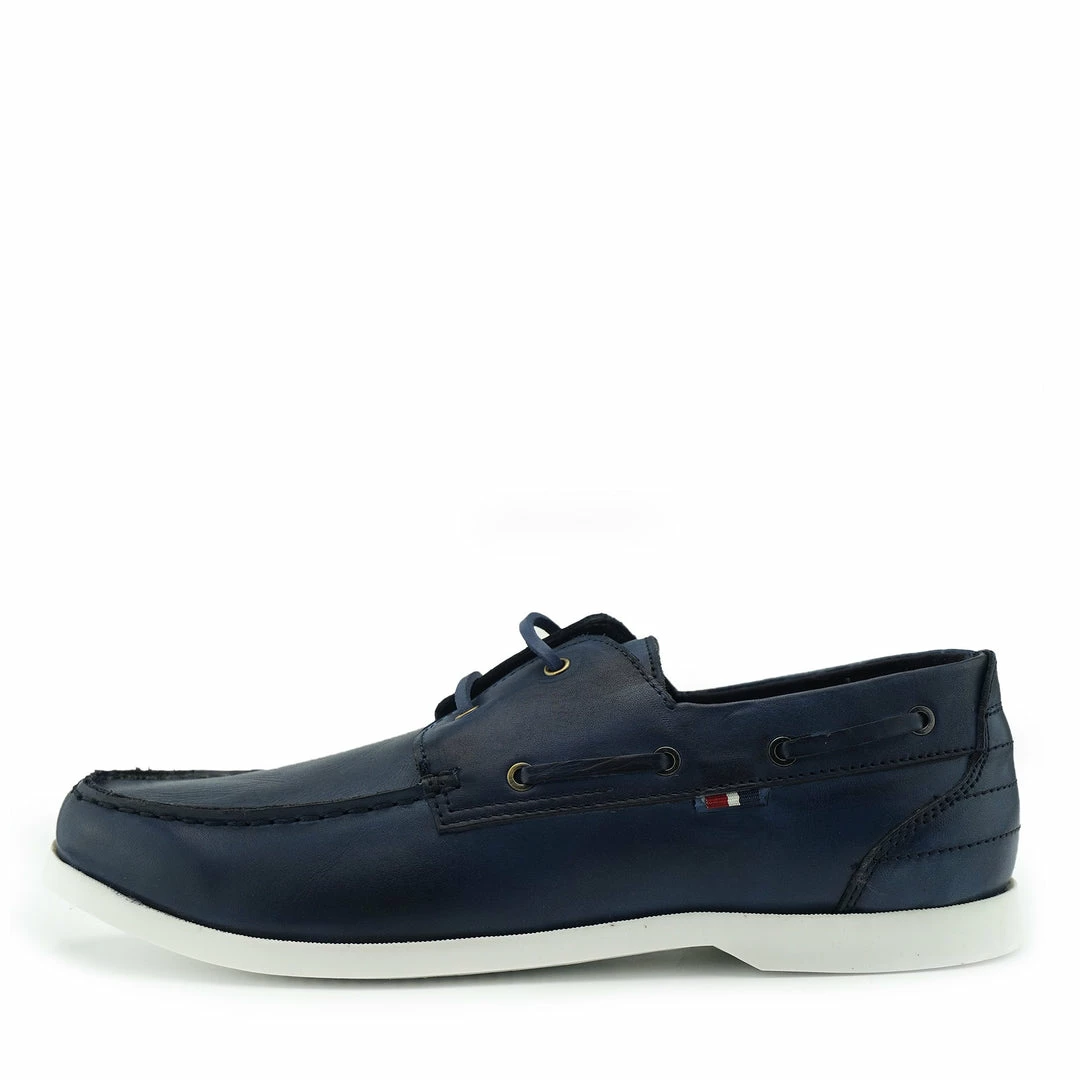 Kickfootwear MENS Mason Leather Classic 2 Eye Boat Shoes - Navy 1 Kickfootwear MENS Mason Leather Classic 2 Eye Boat Shoes - Navy