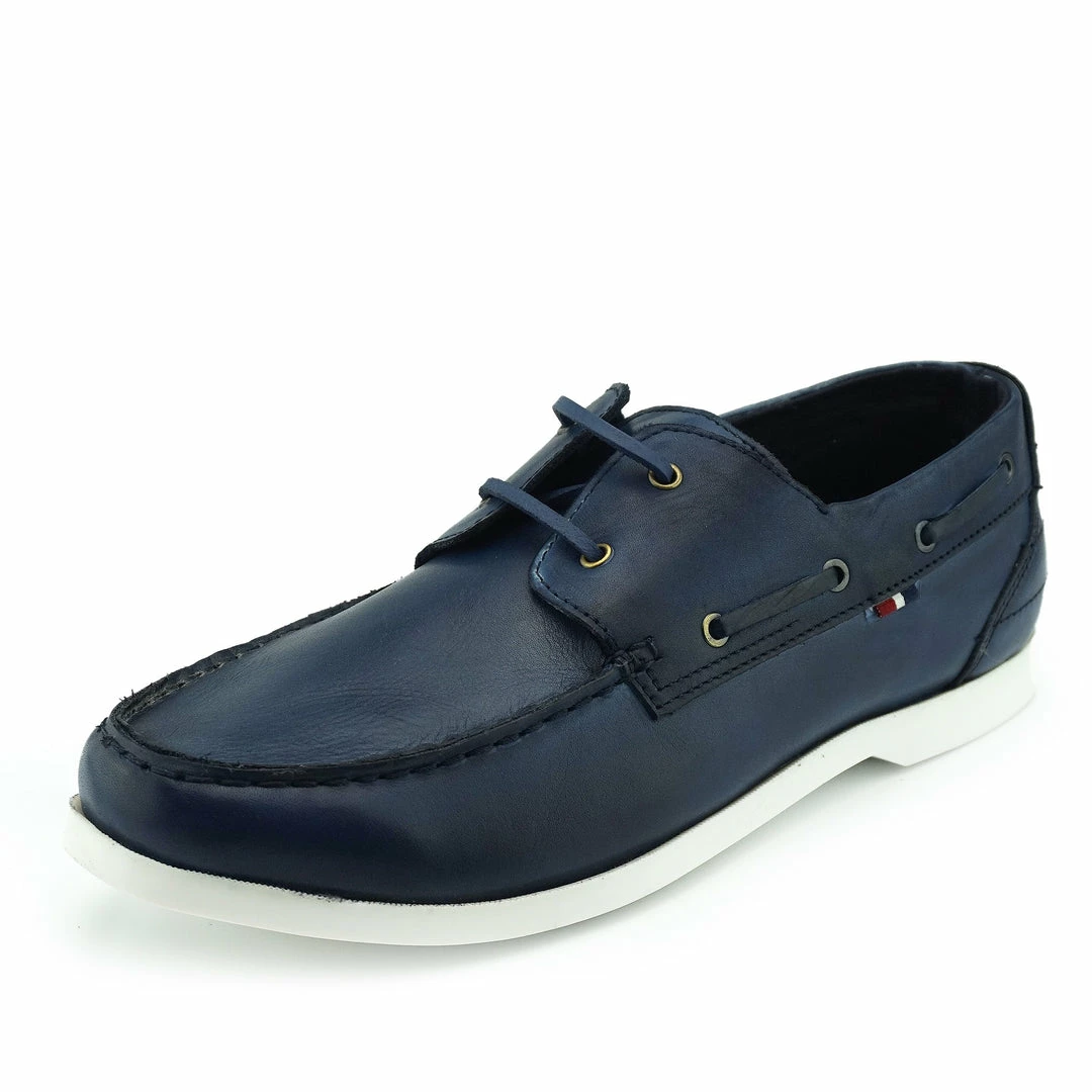 Kickfootwear MENS Mason Leather Classic 2 Eye Boat Shoes - Navy 5 Kickfootwear MENS Mason Leather Classic 2 Eye Boat Shoes - Navy