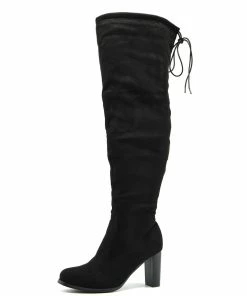 Kickfootwear WOMENS Camille Soft Block Heel Over The Knee Boots - Black