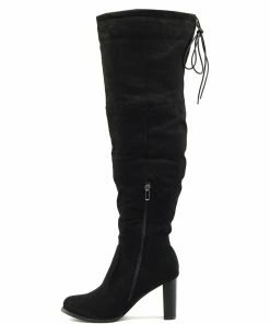 Kickfootwear WOMENS Camille Soft Block Heel Over The Knee Boots - Black