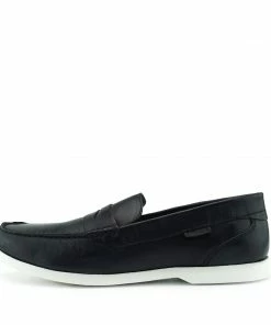 Kickfootwear MENS Smith Leather Classic Flat Loafers - Black