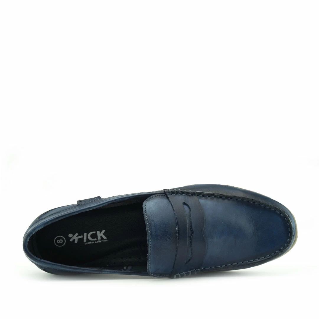 Kickfootwear MENS Smith Leather Classic Flat Loafers- Navy 2 Kickfootwear MENS Smith Leather Classic Flat Loafers- Navy