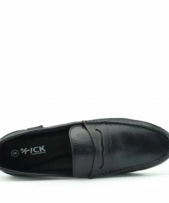 Kickfootwear MENS Smith Leather Classic Flat Loafers - Black