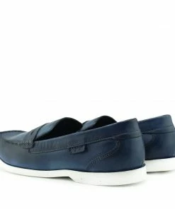 Kickfootwear MENS Smith Leather Classic Flat Loafers- Navy 7 Kickfootwear MENS Smith Leather Classic Flat Loafers- Navy
