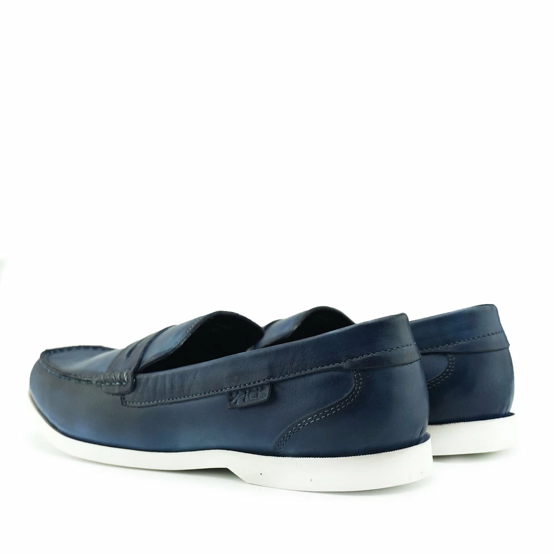 Kickfootwear MENS Smith Leather Classic Flat Loafers- Navy 3 Kickfootwear MENS Smith Leather Classic Flat Loafers- Navy