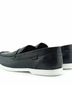 Kickfootwear MENS Smith Leather Classic Flat Loafers - Black